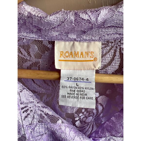 Vintage Roaman's Lace Like Sheer Button Up Blouse Size L - Picture 2 of 4